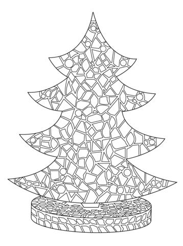 Christmas Tree Mosaic Coloring Page